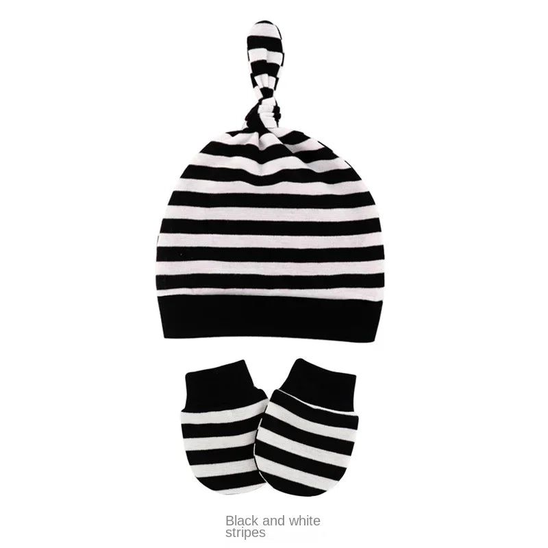 Newborn Baby Hat with Gloves Autumn Winter Warm Cotton Kids Beanies Stuff Children Accessories Infant Nightcap 0-6 Months Babies