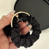 Korean Woman Golden Metal Wire-drawing Semiarc Elastics Hair Band Girls Scrunchies Hair Ties Ponytail Holder Hair Accessories