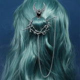 New Exquisite Fashion Retro Viking Witch Cane Crescent Hair Clip Metal Hair Accessories Women'S Jewelry Accessories Wholesale