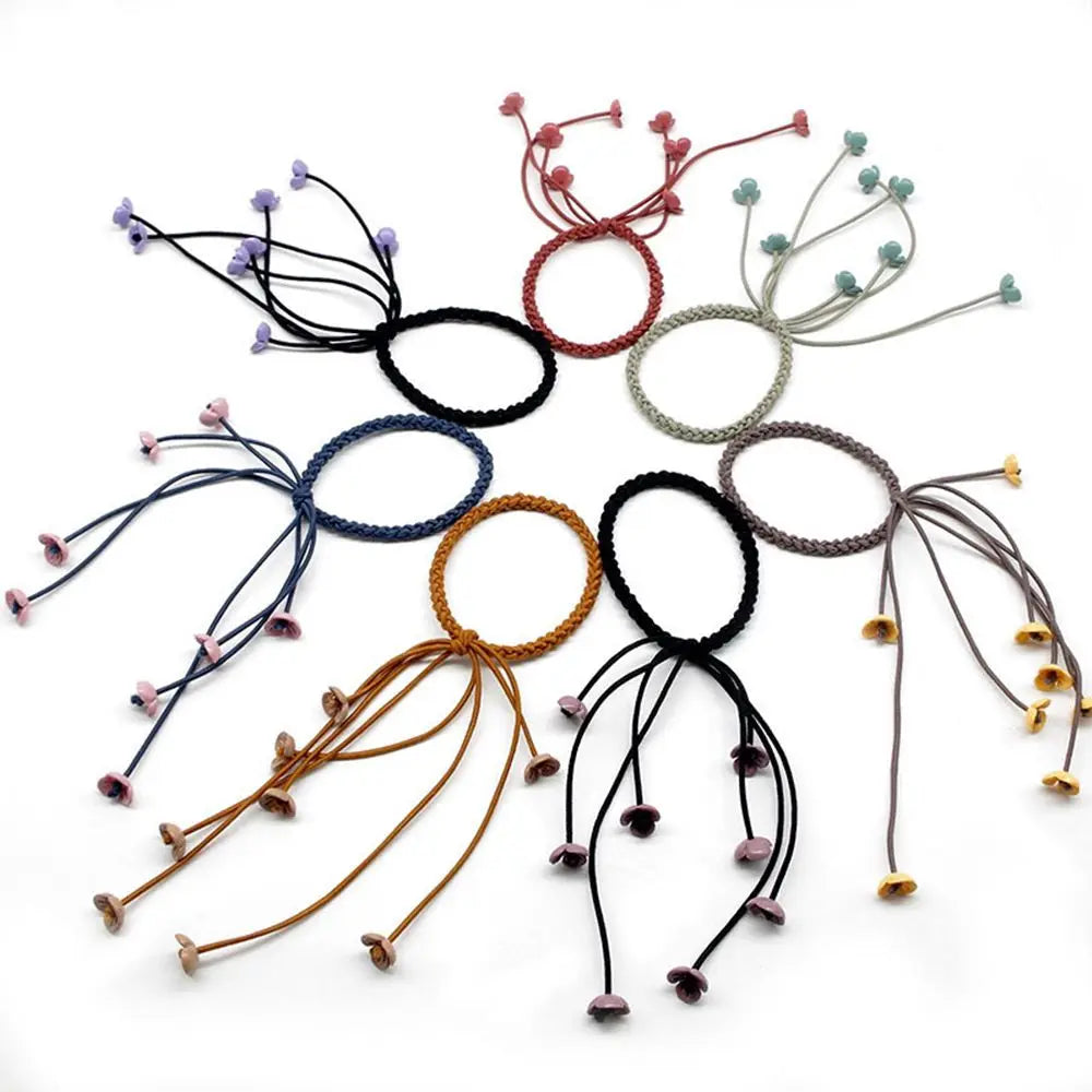 Handmade Cute Fashion Elastic Flower Ribbon Hair Ropes Rubber Band Hair Accessories Hair Ties
