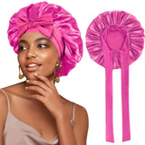 New Women Satin Bonnet Silky Sleep Cap Curly Hair Wrap For Sleeping Cap Adjustable Bonnets With Tie Band Nightcap Hair Care Cap