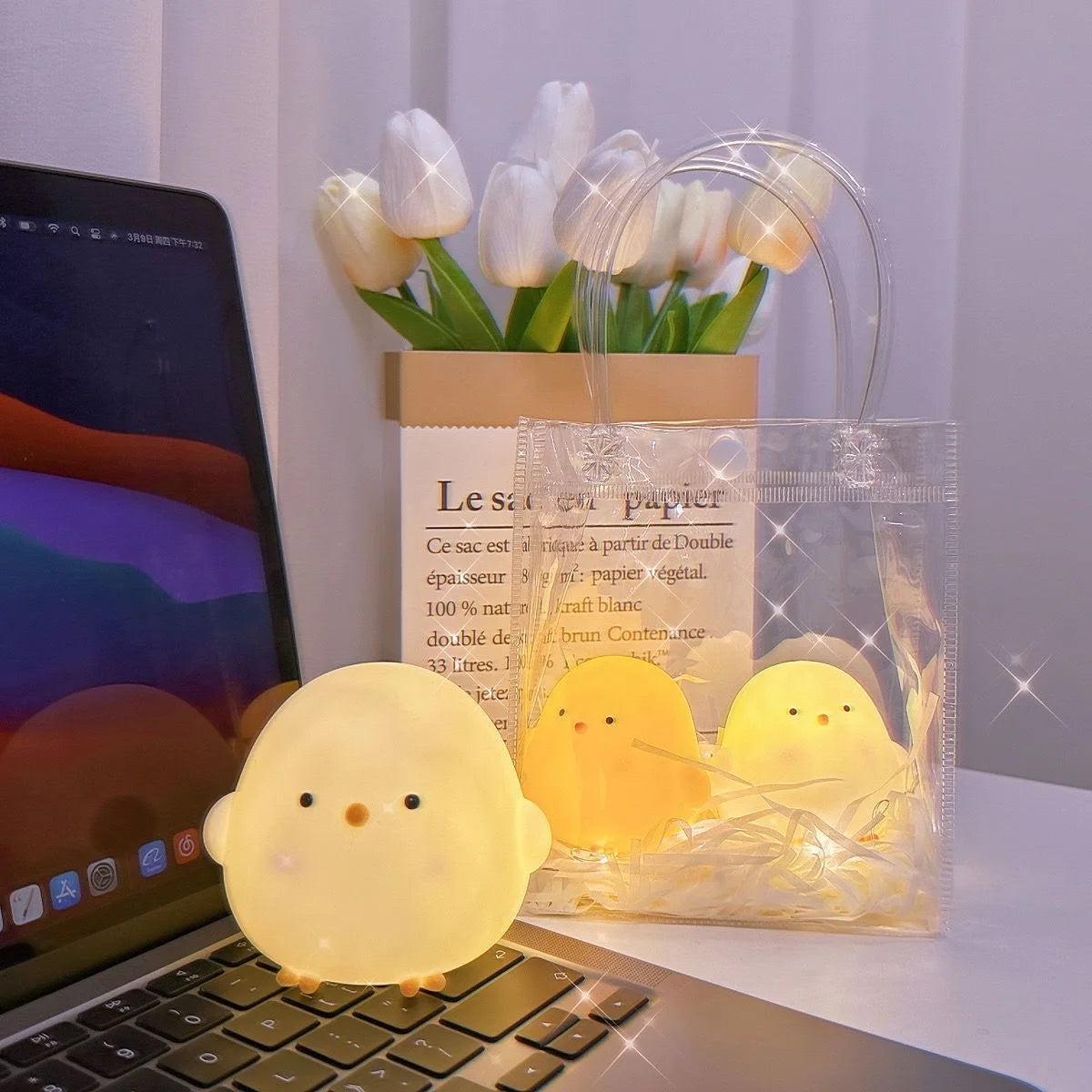 Cute Chicken Soft Lighting Small Night Light Bedside Lamp Decoration Bedroom Atmosphere Light Girl Children GIft