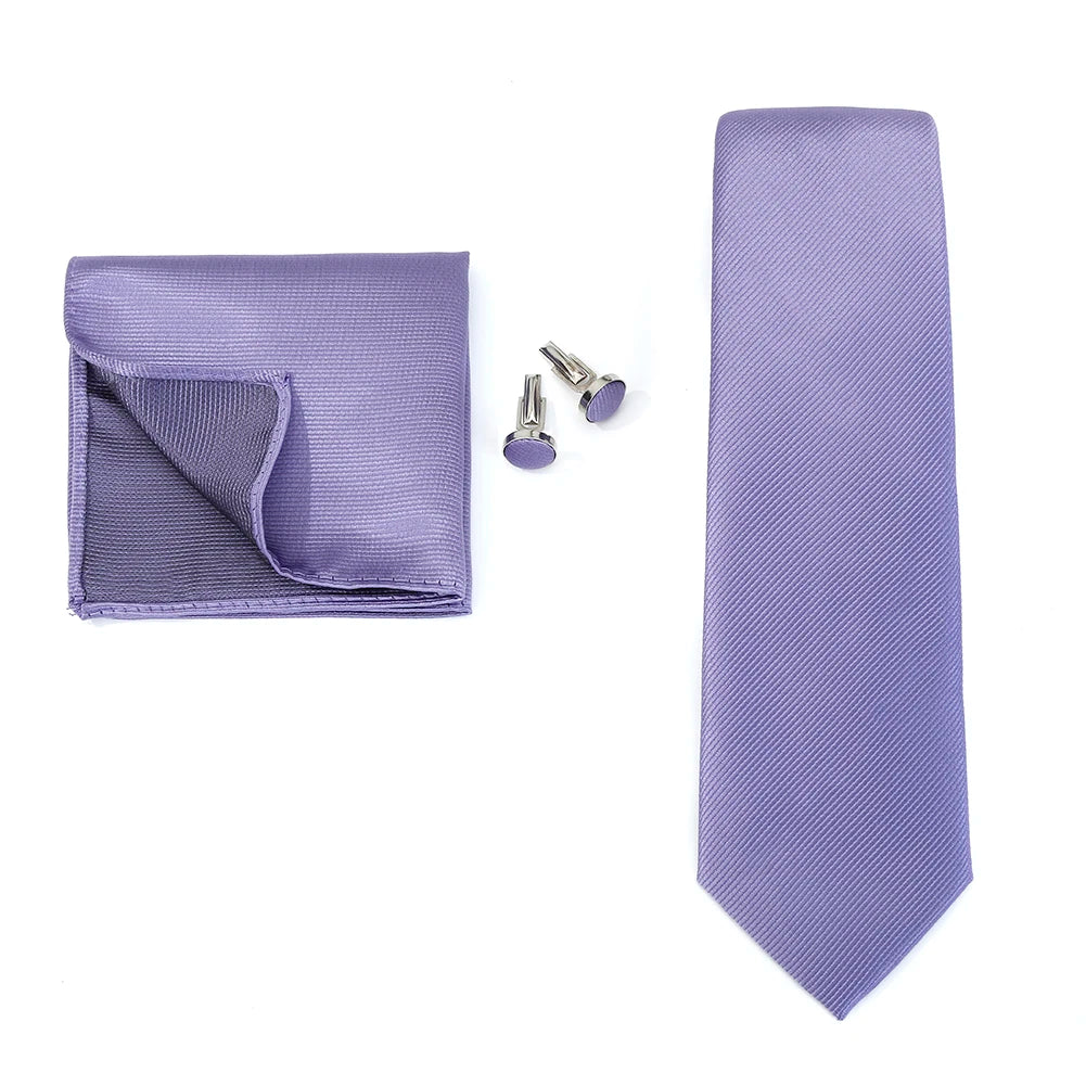 Corbata de marca de moda hecha a mano, sólida, con pañuelo y gemelos, para hombre, corbata, traje, camisa, accesorios de boda, regalos para hombre.