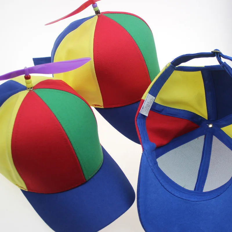 Fashion Colorful Bamboo Dragonfly Patchwork Baseball Cap Adult Kid Helicopter Propeller Funny Cotton Parent-child Snapback Hats