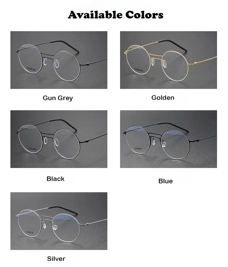 Handmade Round Titanium Glasses Frames 5518 Retro Men Double Beam Round No Screw Eyeglasses Denmark Brand Lightweight Women