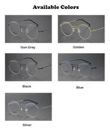 Handmade Round Titanium Glasses Frames 5518 Retro Men Double Beam Round No Screw Eyeglasses Denmark Brand Lightweight Women