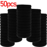 100pcs Black Basic Hair Bands Women Girls Simple High Elastic Headband Ties Rubber Ropes Scrunchies Ponytail Holders Accessories