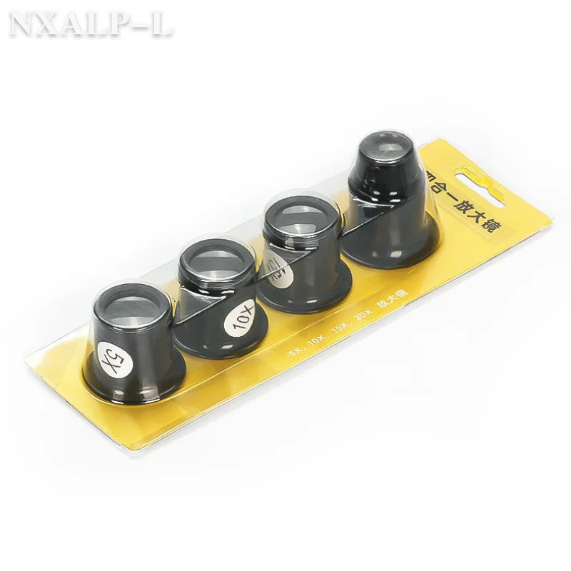 4/Set 3X 5X 10X 15X 20X Eyeglass Magnifier Eye Loupe Lens Portable Eyepiece Process Operation for Watchmaker Watch Repair Tools