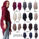 Women's Autumn and Winter New Knitted Hooded Cape Shawl Solid Colour One-Piece Knitwear Hoodeds Large Shawl