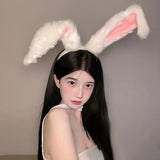 Girls Plush Long Rabbit Ear Hair Bands Headwear Headband Dress Accesorios Women Girl Cosplay Lolita Cosplay Hair Accessories