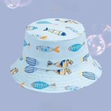 1-5 Years Cartoon Printing Baby Bucket Hat Cotton Breathable Kids Fisherman Hat Infant Toddle Sun Hat with Drawstring Baby Cap