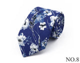 New Chic Floral Tie For Men Women 100% Cotton Beautiful Elegant Flower Necktie White Blue Narrow Skinny Wedding Casual Cravat