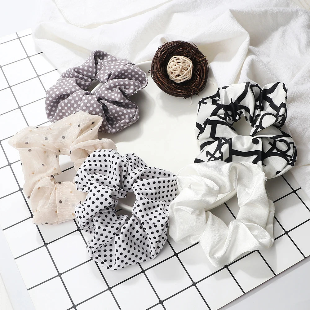 3/5PCS Black White Elastic Hair Bands for Girls Simple Basic Headband Women Rubber Band Hair Accessories Holder Scrunchies Gifts