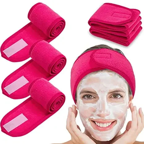 3pcs Women Soft Toweling Headbands Adjustable Sports Hairband Yoga Spa Bath Shower Wash Face Make Up Skincare Wide Head Band