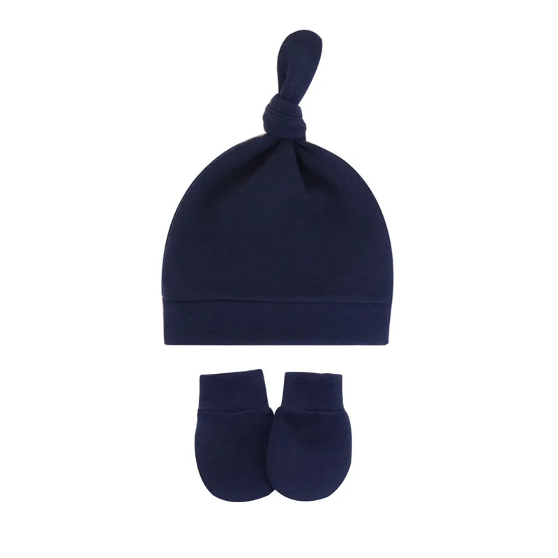 Newborn Baby Hat with Gloves Autumn Winter Warm Cotton Kids Beanies Stuff Children Accessories Infant Nightcap 0-6 Months Babies