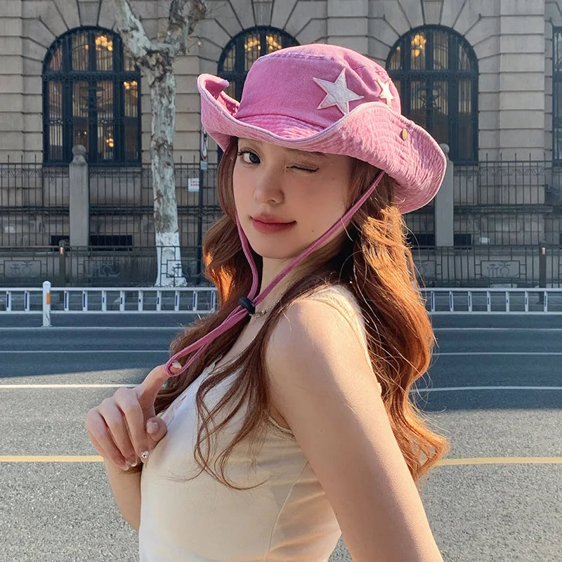 Chapeau de pêcheur rétro style Spice Girls des années 2000, casquette de soleil de cow-boy d'été, casquette de voyage, photo Bob Panama, chapeau de seau de randonnée en plein air pour femmes