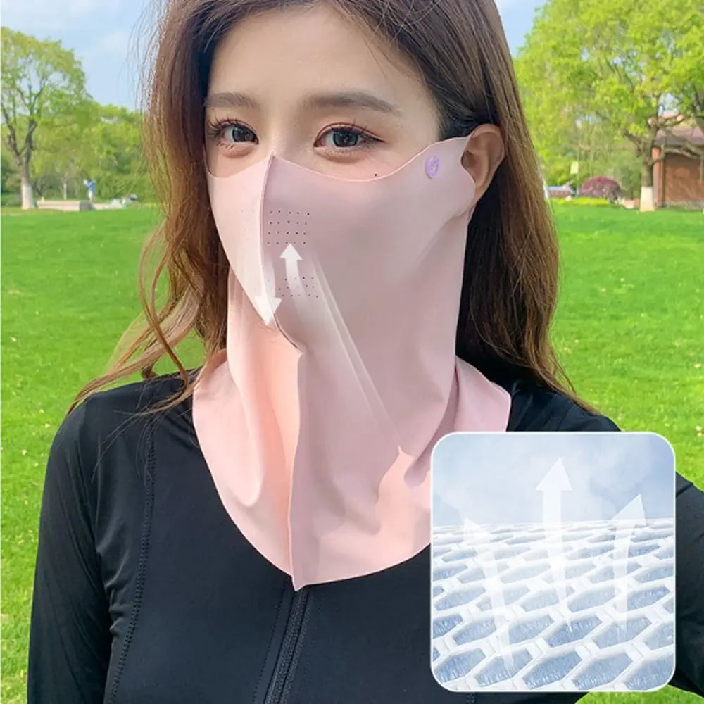 Outdoor Sport Sunscreen Mask Women Traceless Mask Ice Silk Anti-UV Facemask Summer Cycling Sun Protection Breathable Thin