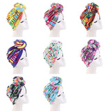 African Print Turban for Women New Fashion Pre-Made Top Knot Head Wraps Flower Stretch Hijab Ladies Party Wedding Headdress