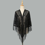 Plain Triangle Tassel Shawl Lace Embroidered Butterfly Scarf Elegant Ladies Solid Color Scarves Fashion Cape 195*75cm