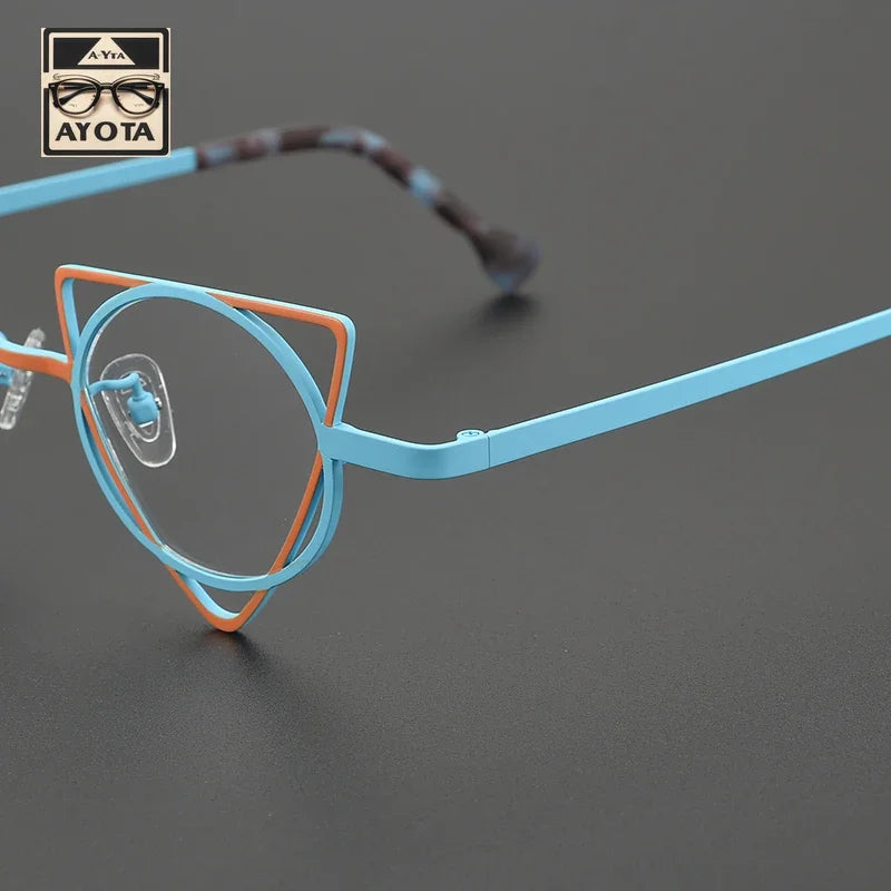 Ultra Light Pure Titanium Inverted Triangle Glasses Frame Female New Multi-color Personality Myopia Reading Prescription Eyewear