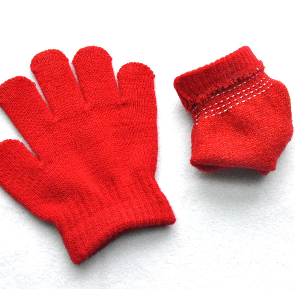 Children Knitted Gloves Winter Kids Kindergarten Student Solid Furry Full Finger Mittens Writing Warmer Hand For 3-7 Years Old