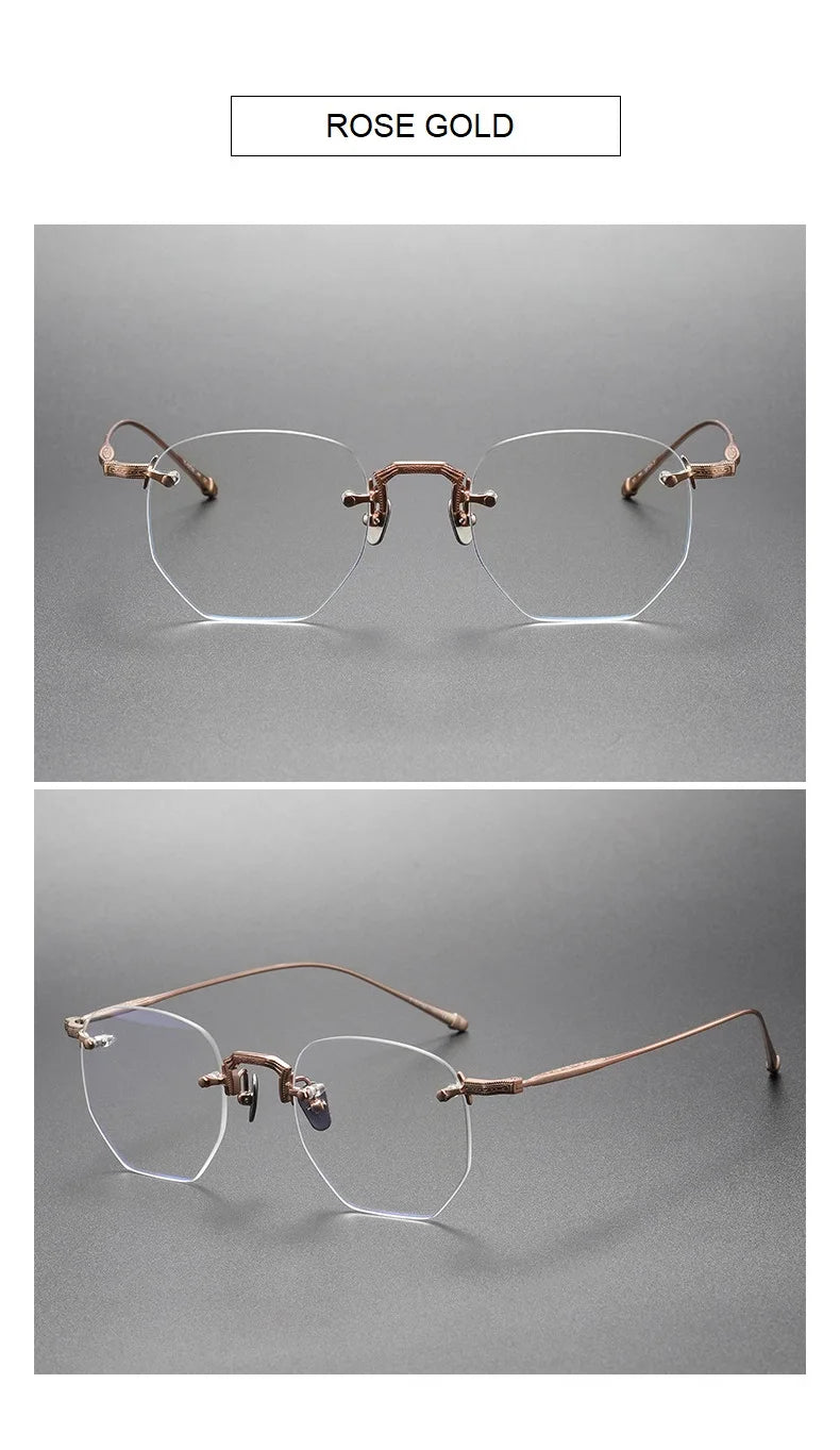 EYELUYAN Prescription Glasses 1.61 MR-8 Anti Radiation Aspheric Lens Myopia Optical Rimless Eyeglasses Pure Titanium Frame