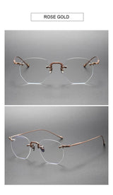 EYELUYAN Prescription Glasses 1.61 MR-8 Anti Radiation Aspheric Lens Myopia Optical Rimless Eyeglasses Pure Titanium Frame