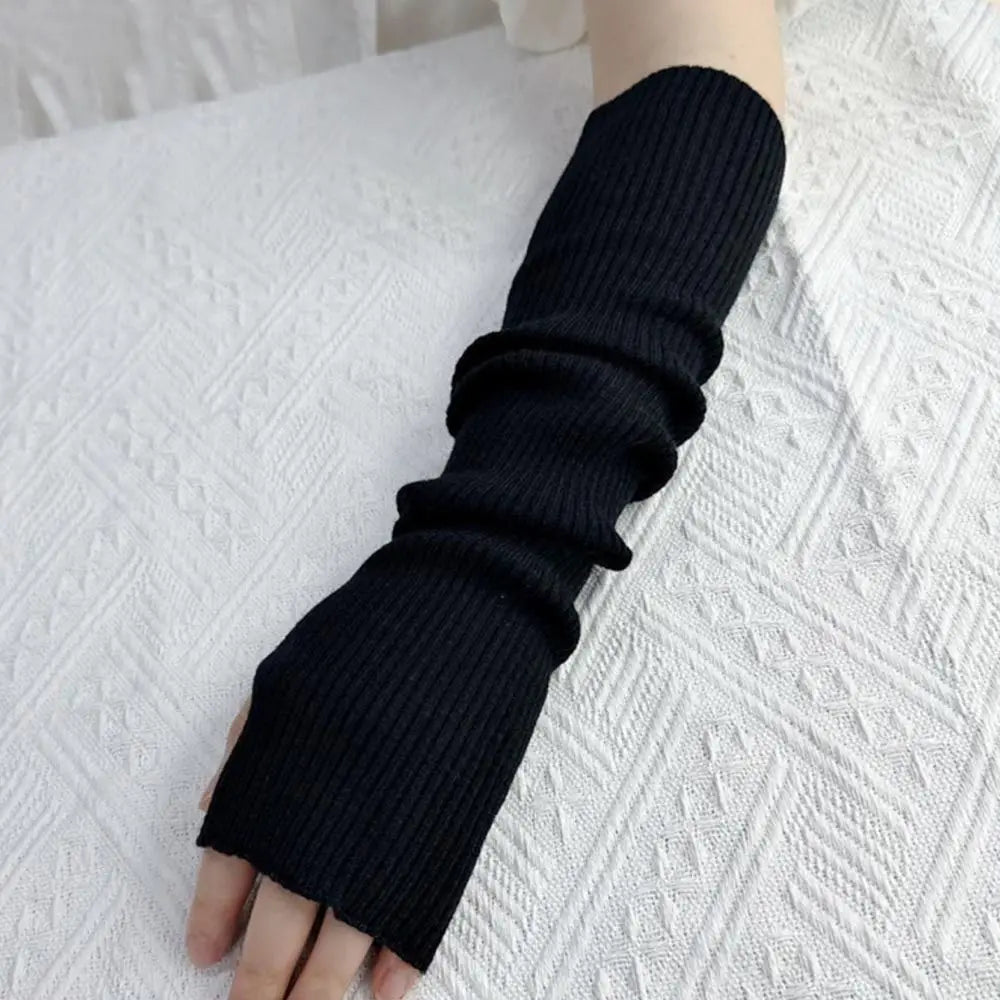 Long Fingerless Gloves Women Mitten Winter Arm Warmer Knitted Arm Sleeve Fashion Casual Soft Girls Clothes Punk Gothic Gloves