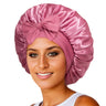 New Satin Sleeping Cap For Women Solid Wide Band Stretch Head Tie Silky Bonnet Edge Wrap Nightcap Hair Care Shower Head Cover