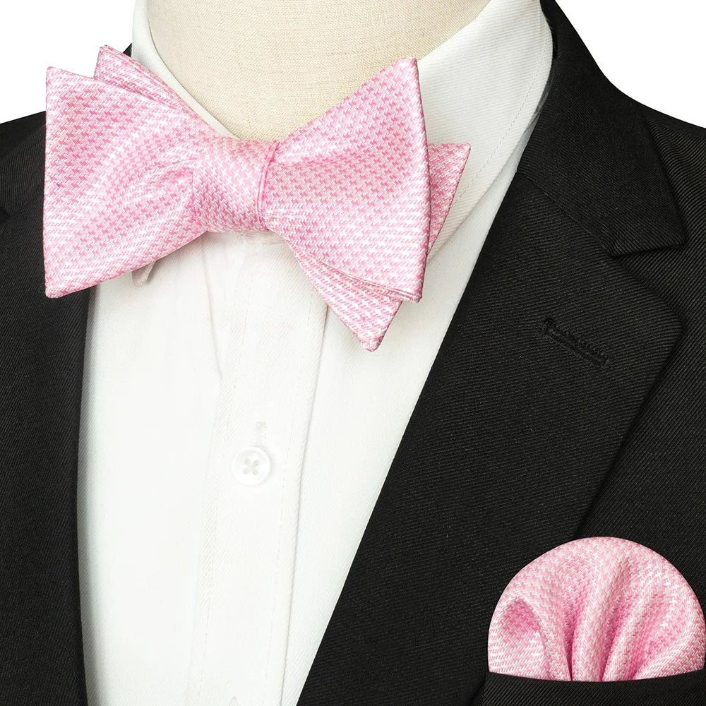EASTEPIC Striped Bow Tie for Men Hanky Set Plaid Accessory Paisley Neckwear Floral Design Polka Dot Pure Black Evening Party