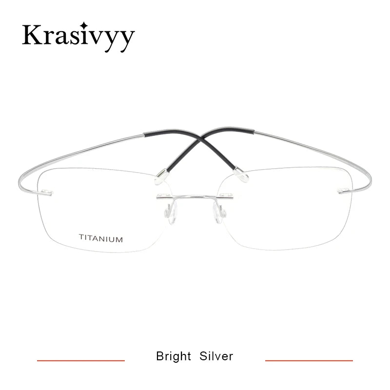 Krasivyy Pure Titanium Rimless Glasses Frame Men Prescription Eyeglasses Germany Women Myopia Optical Frame Screwless Eyewear