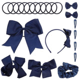 Navy Hair Accessories Set For Hair Bands Ponytail Holders Kids Headbands Hair Clips With Bows Braiders Hair Bow Clips Elastics