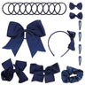 Navy Hair Accessories Set For Hair Bands Ponytail Holders Kids Headbands Hair Clips With Bows Braiders Hair Bow Clips Elastics