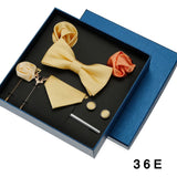 Tie Pocket Square Set Box Gift For Men Women Wedding Party Business Neck Tie Cufflinks Brooch Handky Solid Color Wholesale