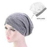 Unisex Men Women Beanie Cotton Night Sleep Cap Bonnet Chemo Hat Headwear Turban Baggy Hair Care Nightcap Pullover Hat Solid Colo