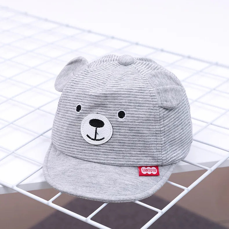 Baby Bear Baseball Cap New Spring Summer Cute Cartoon Solid Sunhat Boys Girls Cotton Snapback Caps Kid Hip Hop Fishing Hat 3-12M