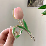 New Tulip Hair Claw Flower grace Shark Clip Headdress Vintage Ponytail Claw Clip Trendy sweet HAIR CLIP FOR GIRL Hair Jewelry