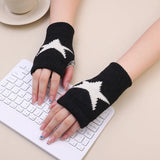 Punk Y2K Star Knitted Woolen Gloves Fashion Men Women Pentagram Half Finger Warm Soft Mitten Five Pointed Star Fingerless Gloves