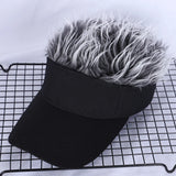 Men Women Casual Concise Sunshade Adjustable Sun Visor Baseball Cap with Spiked Hairs Wig Baseball Hat with Spiked Wigs