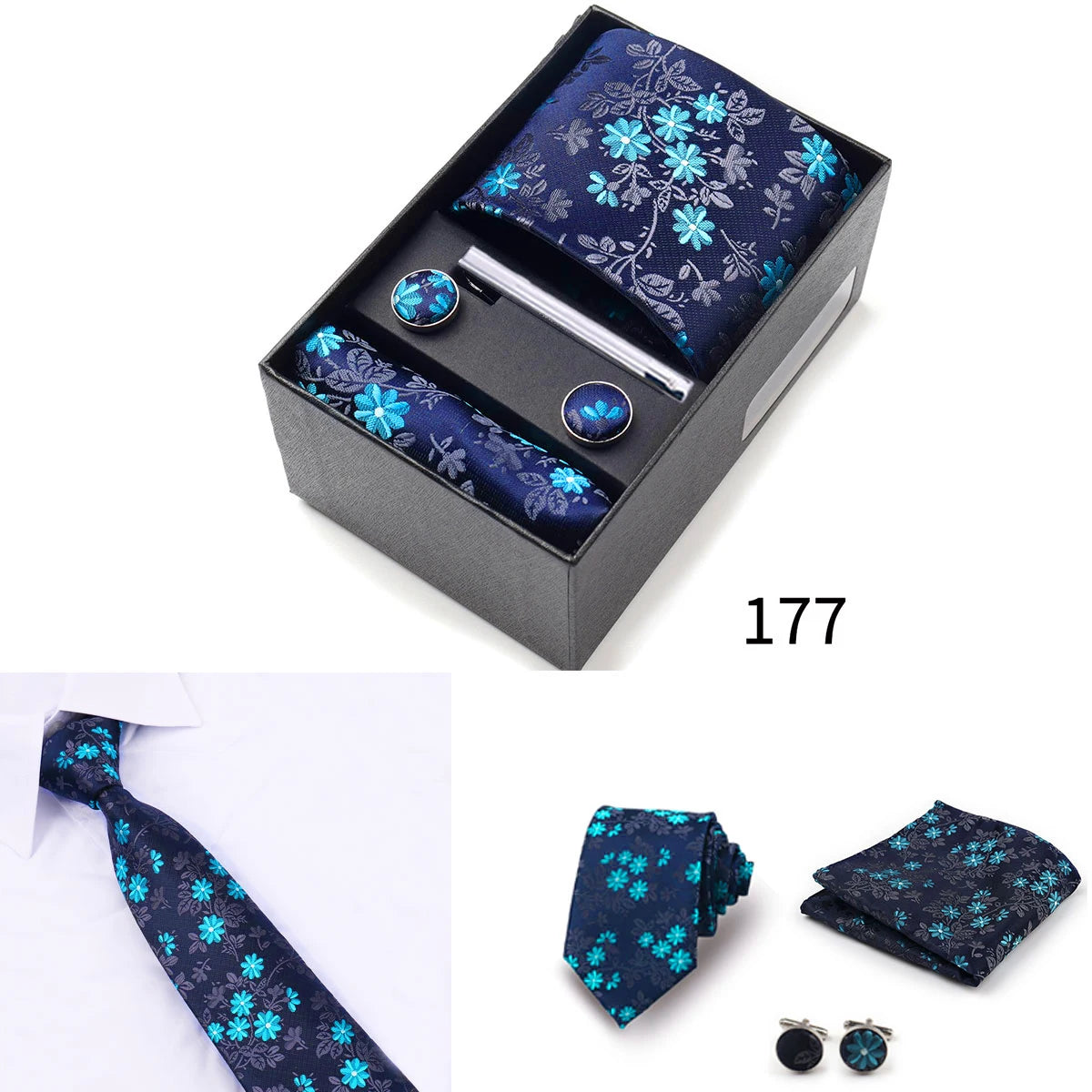 Men's Tie Gift Box With Neckties Handkerchiefs Cufflinks Tie Clips 6-Piece sets Group Business Wedding Festival Formal Ties