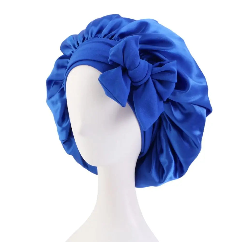 Women Satin Solid Sleeping Cap Soft Silk Nightcap Bonnet With Headband For Women Children Silk Scarf Sleep Hat