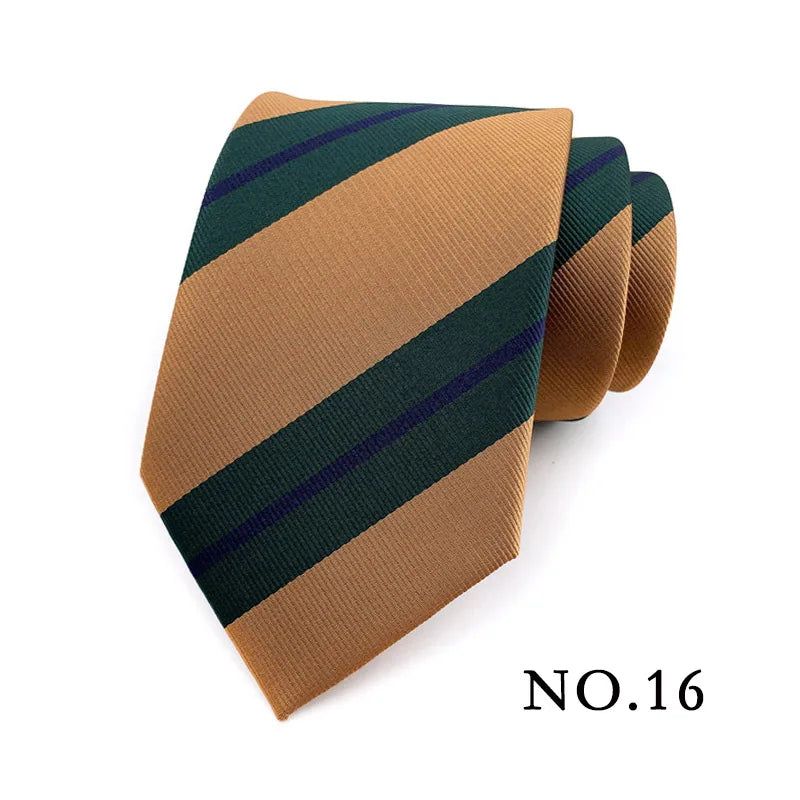 New 8cm Mens Tie Striped Patterned Man Necktie Neck Tie Jacquard Woven Ascot Cravat Neckwear For Gentleman Wedding  Party