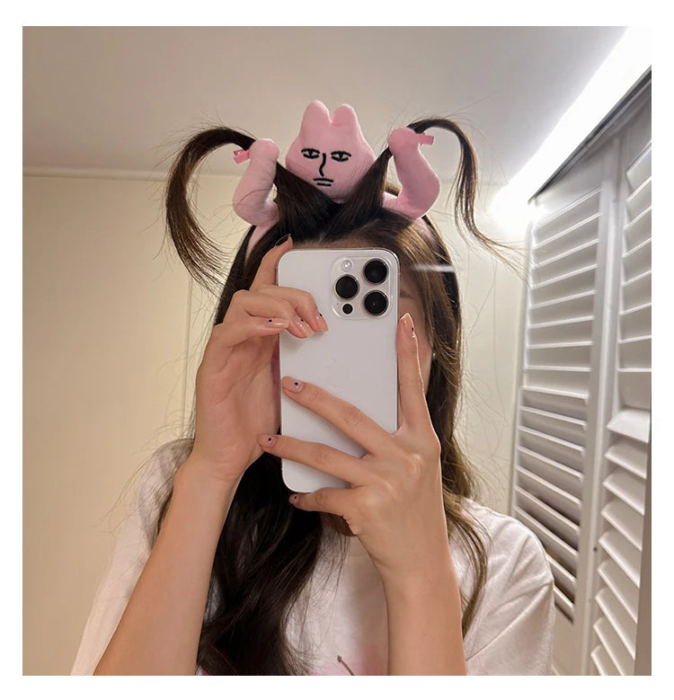 New Kawaii Pink Rabbit Banana Guinea Pig Plush Headband Creative Funny Fun Fashion Portable Cute Anime Headband for Woman Girls
