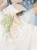 1 Pcs 1950s Retro Lace Scarf Triangle Neck Scarf Embroidered Lace Wrap Hair Wrap,Floral Crochet Hair Bandanas for Women Girls