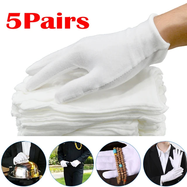 10Pcs White Cotton Work Gloves for Dry Hands Handling Film SPA Gloves Ceremonial High Stretch Gloves Household Cleaning Tools