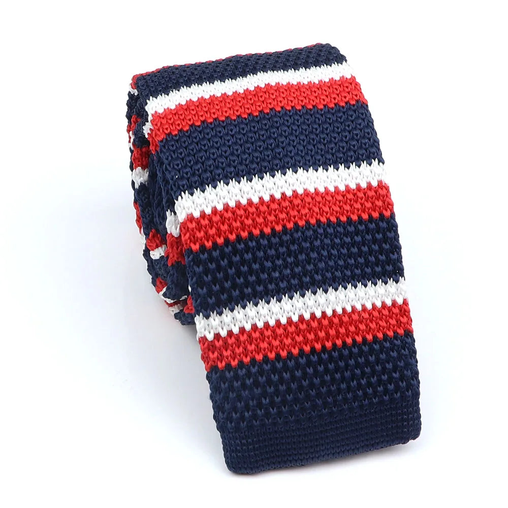 Leisure Knit Tie Fashion Skinny Striped Narrow Slim Neck Ties For Men Woven Knitted Cravat Colourful Warm Designer Necktie Gifts