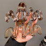 2pcs Women's Y2K Wavy High Glossy Amber Brown Large Lightweight Plastic Hair Clip Elegant and Minimalistic
