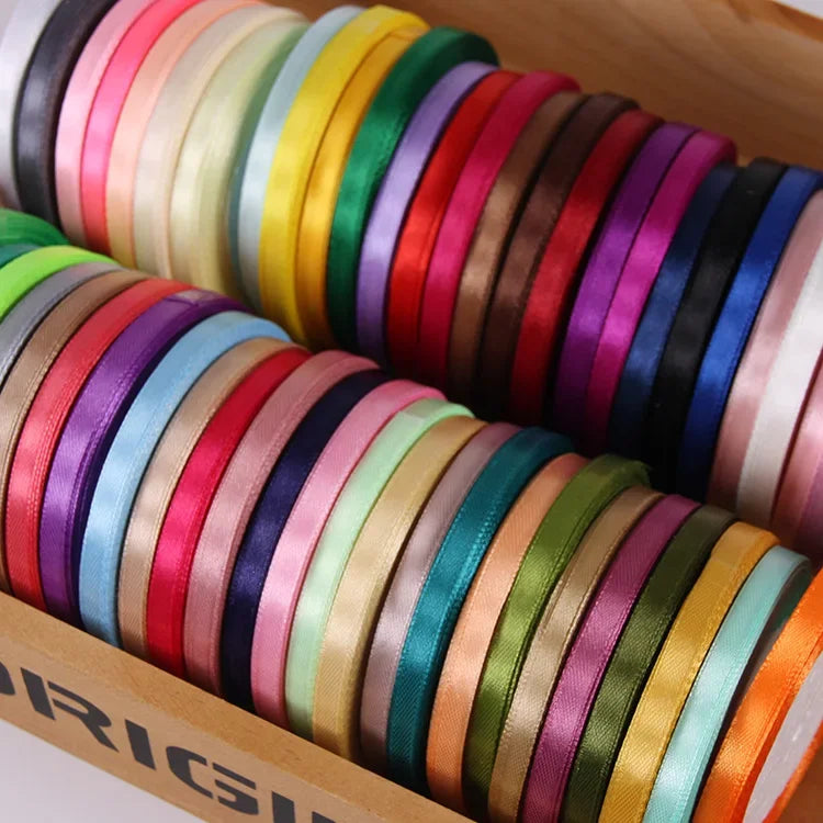 25Yards 6mm Silk Satin Ribbons for Crafts Bow Handmade Gift Wrap Partys Christmas Wedding Decorative Artificial Accessories