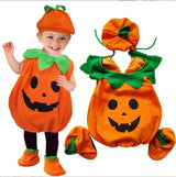 Kids Halloween Party Costume Romper with Hat Shoes Toddler Pumpkin One-Piece Boy Girl Baby Jumpsuit Cosplay Clothing Set 1-10T