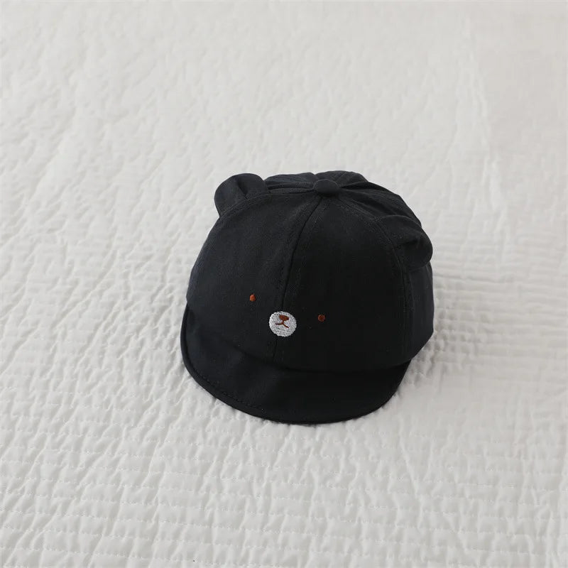 Cute Bear Ear Baby Baseball Cap Summer Short Brim Infant Toddler Sun Hat Cartoon Baby Boys Girls Cotton Peaked Caps